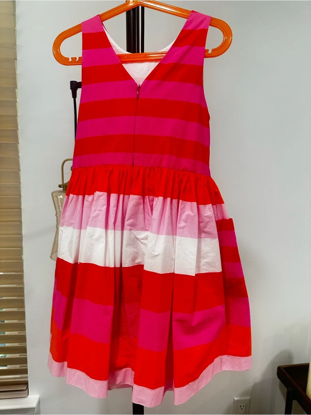 Jacadi Red and Pink Striped Sleeveless Party Dress